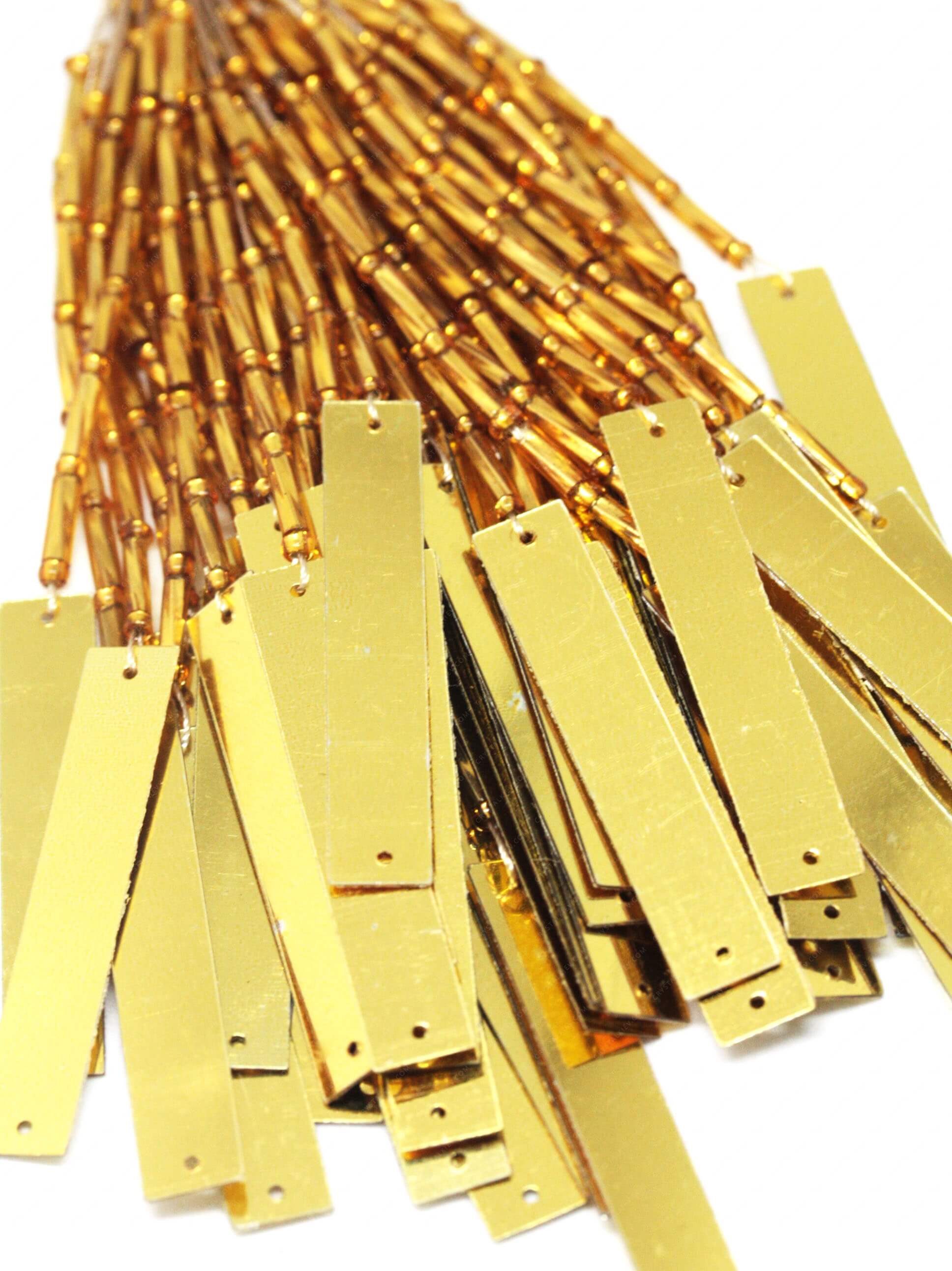 Стеклярус Gold + паєтка Gold паличка 7x38мм